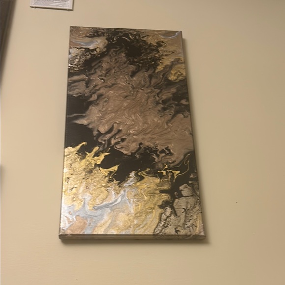 Abstract Gold and Silver Canvas Art - Picture 2 of 4